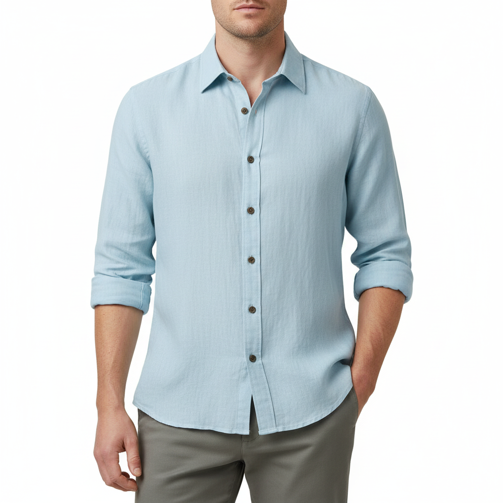 Elrita | Camicia in lino a maniche lunghe con colletto francese