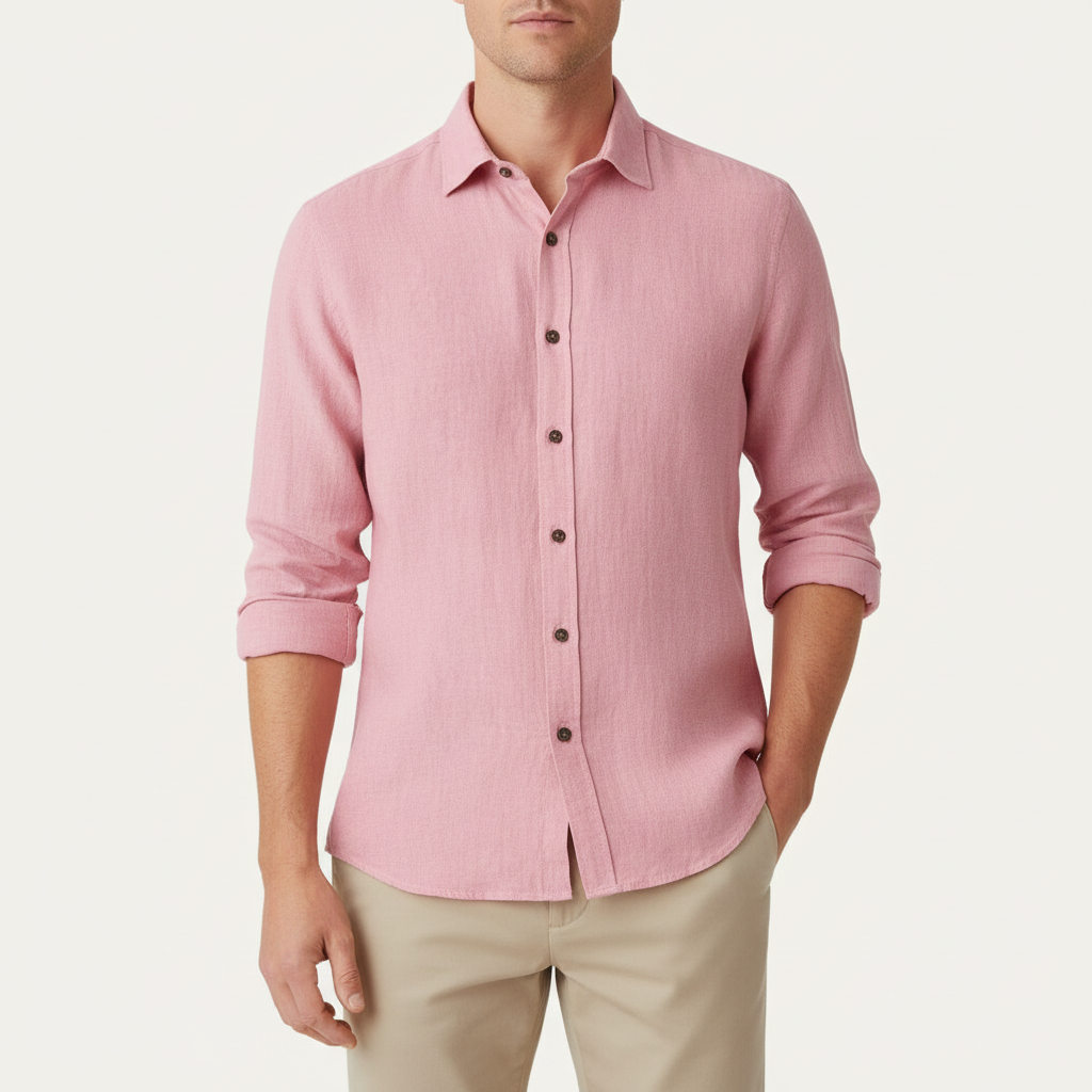 Elrita | Camicia in lino a maniche lunghe con colletto francese