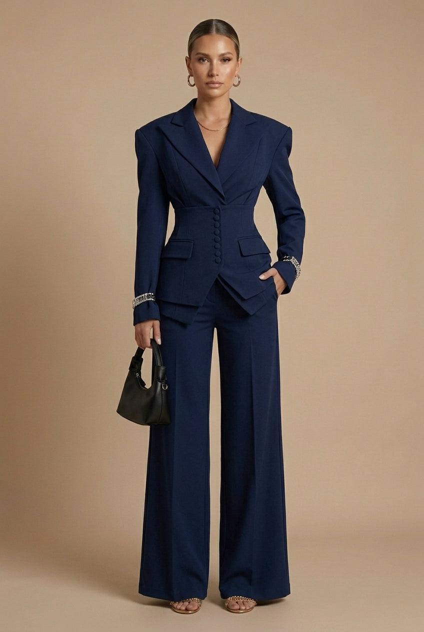 Elrita | Completo composto da blazer con revers a punta e pantaloni