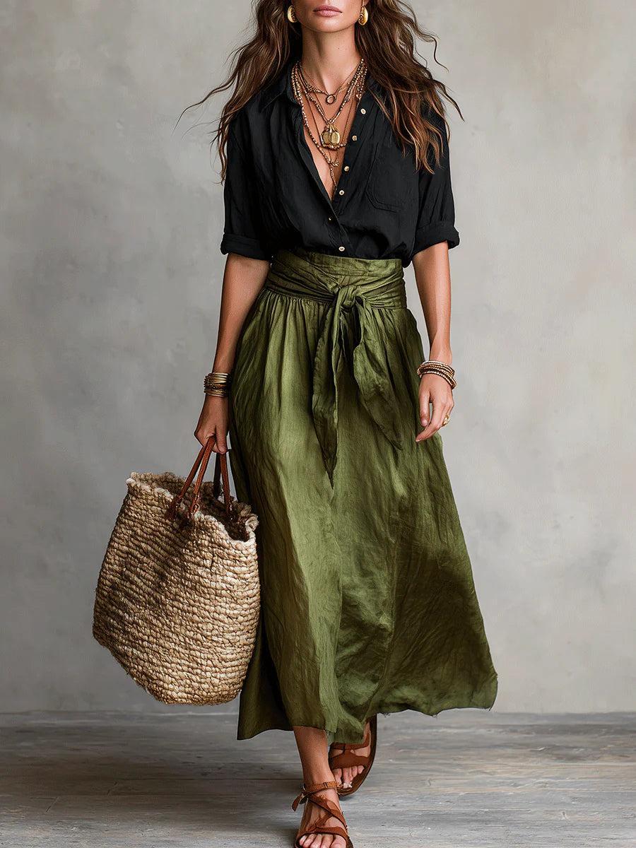 Elrita | Completo due pezzi composto da top svolazzante ed gonna midi