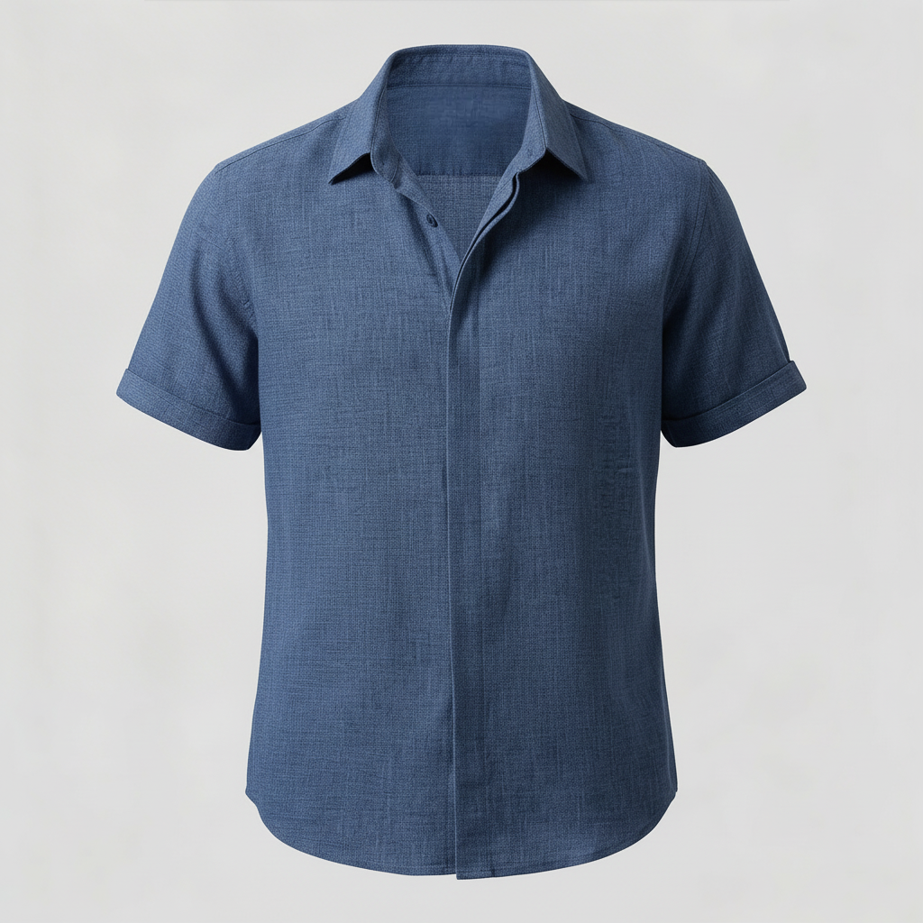 Elrita | Lino traspirante, collo aperto, maniche corte, camicia estiva uomo