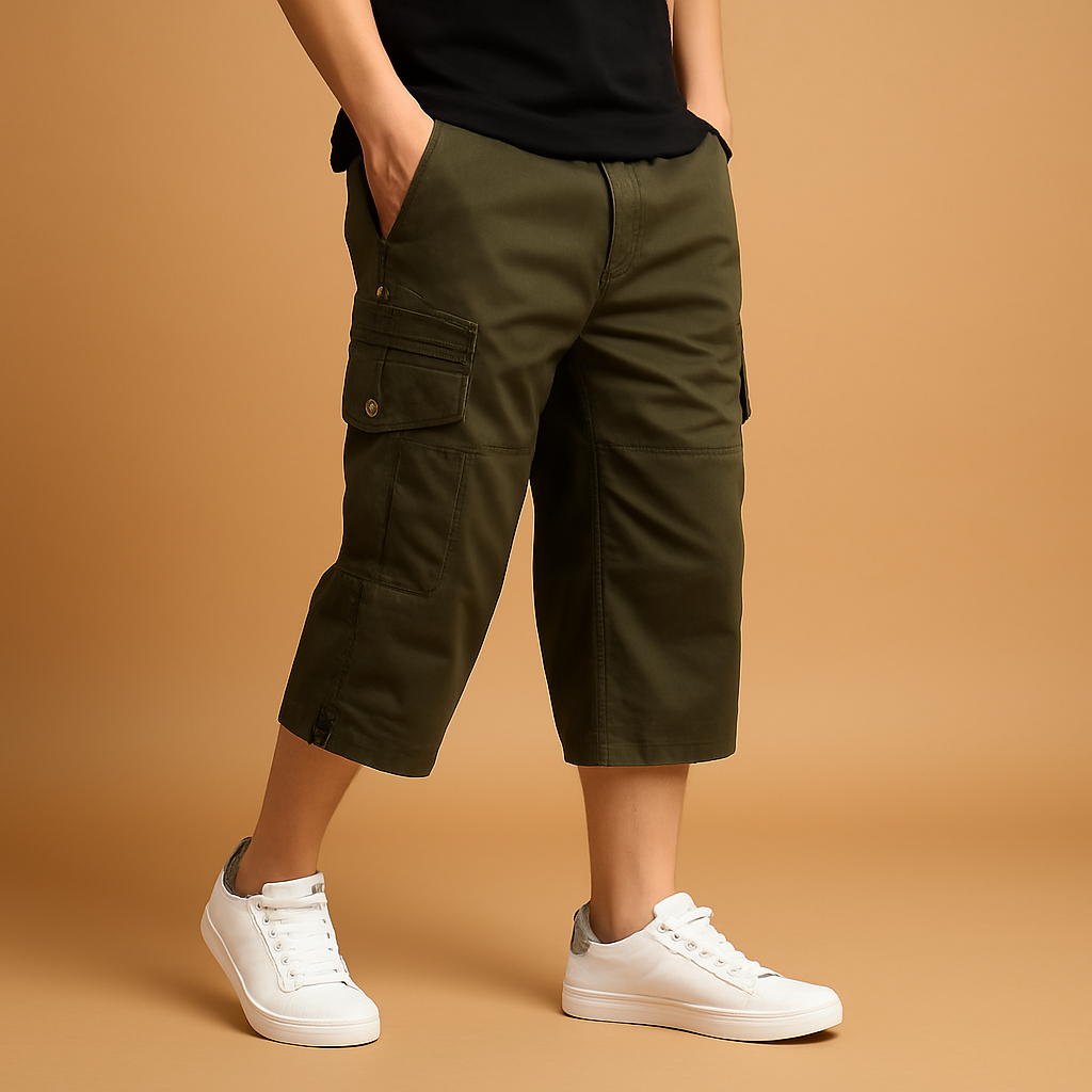 Elrita | Pantaloncini cargo lunghi in cotone con tasche laterali