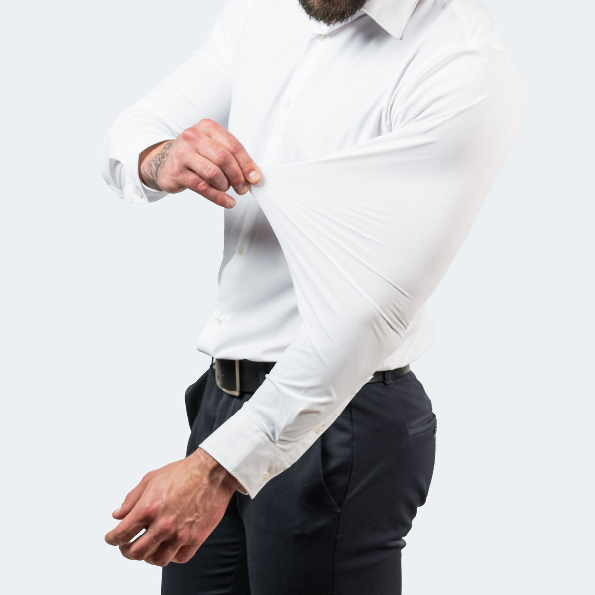 Camicia da uomo a maniche lunghe, elasticizzata e no stiro, slim fit elegante - foto 4