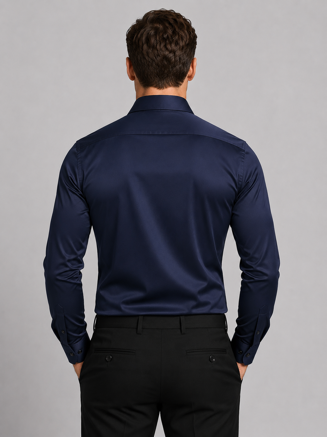 Camicia da uomo effetto satin, slim fit e maniche lunghe, elegante per ufficio e cerimonia - view 6