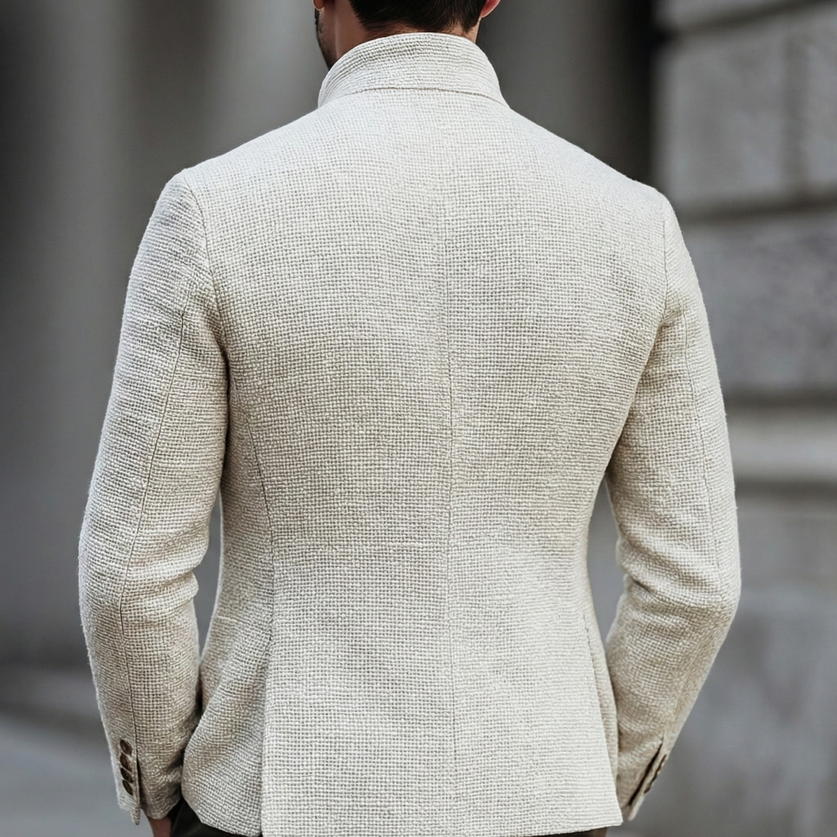 Cardigan da uomo in maglia con bottoni e collo alla coreana, elegante - foto 4
