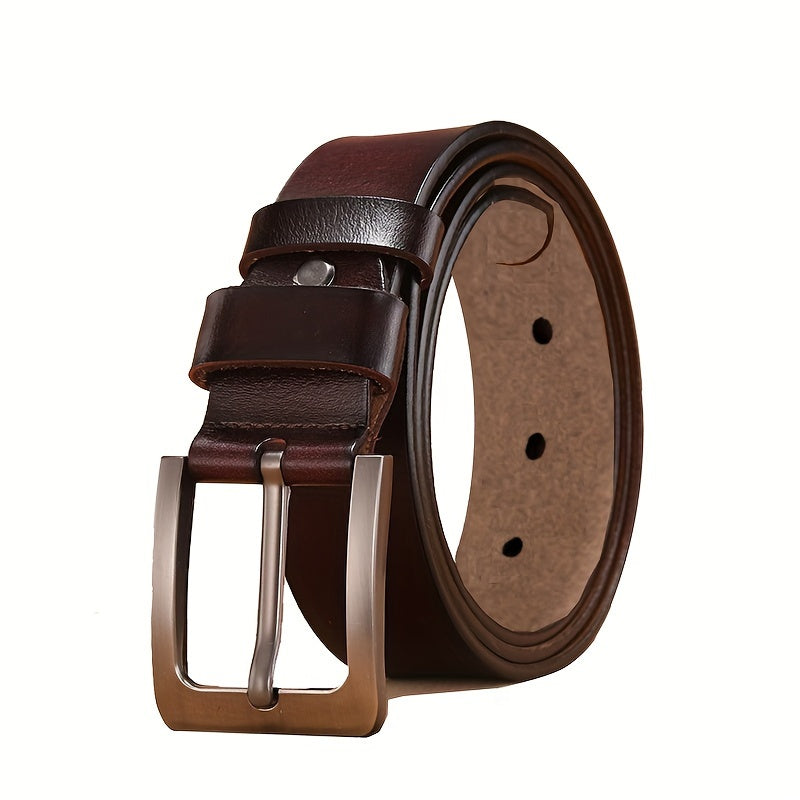 Cintura da uomo classica in similpelle con fibbia ad ardiglione, elegante per jeans e abito - Marrone