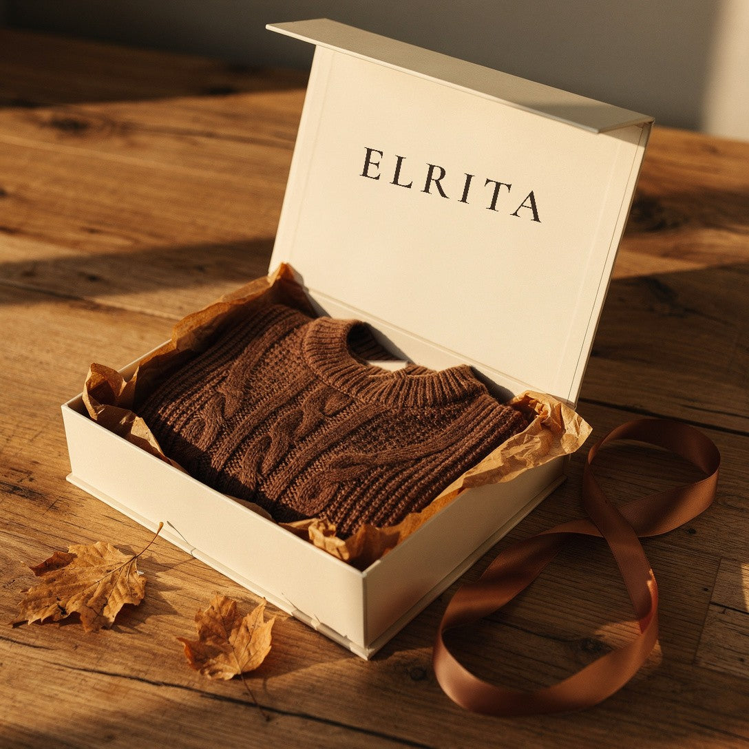 Maglione in maglia in una confezione regalo Elrita
