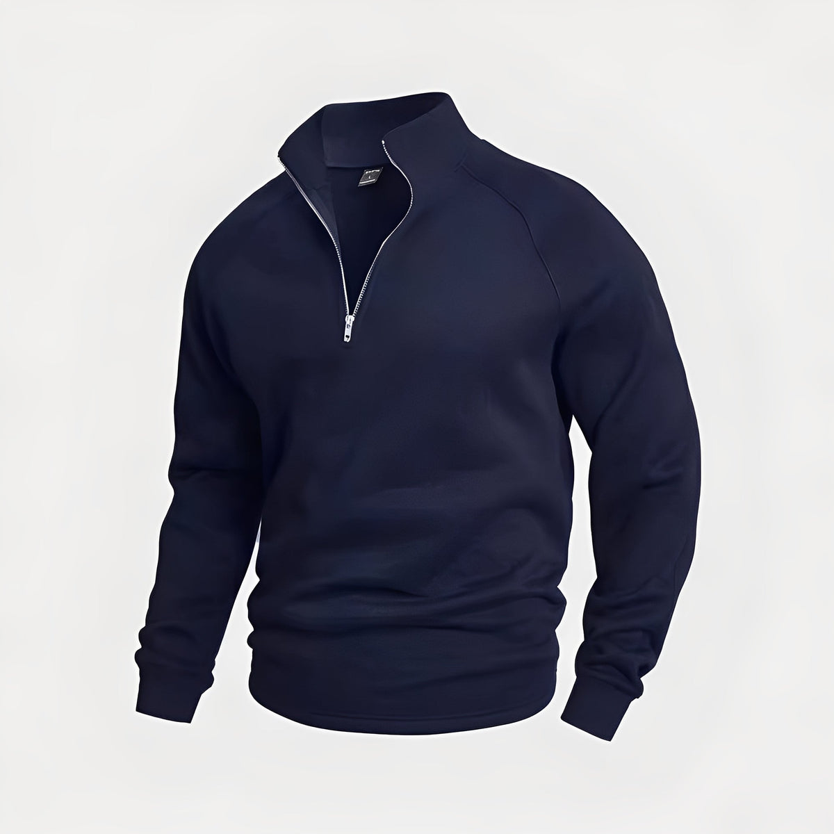 Felpa uomo con mezza zip senza cappuccio, collo alto, comoda per tempo libero e ufficio - Blu