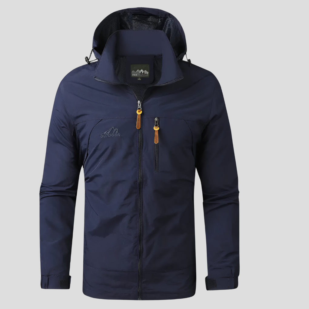 Giacca a vento da uomo con cappuccio per trekking, giacca outdoor da montagna ed escursioni - view 8