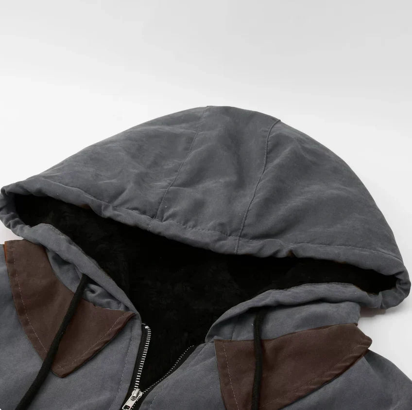 Giacca da uomo mezza stagione con cappuccio e fodera in pile, casual per primavera e autunno - foto 7