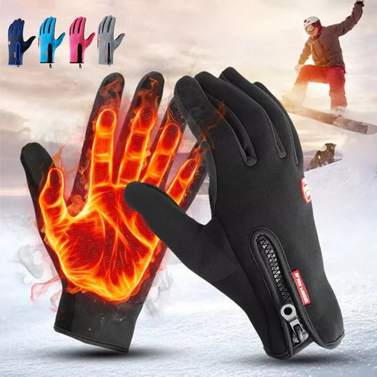 Guanti termici invernali touch screen da sci, snowboard e neve, antivento - Nero