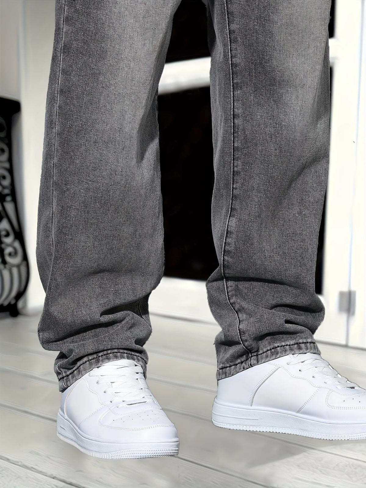 Jeans da uomo a gamba dritta in denim, vestibilità regolare e stile casual - foto 5