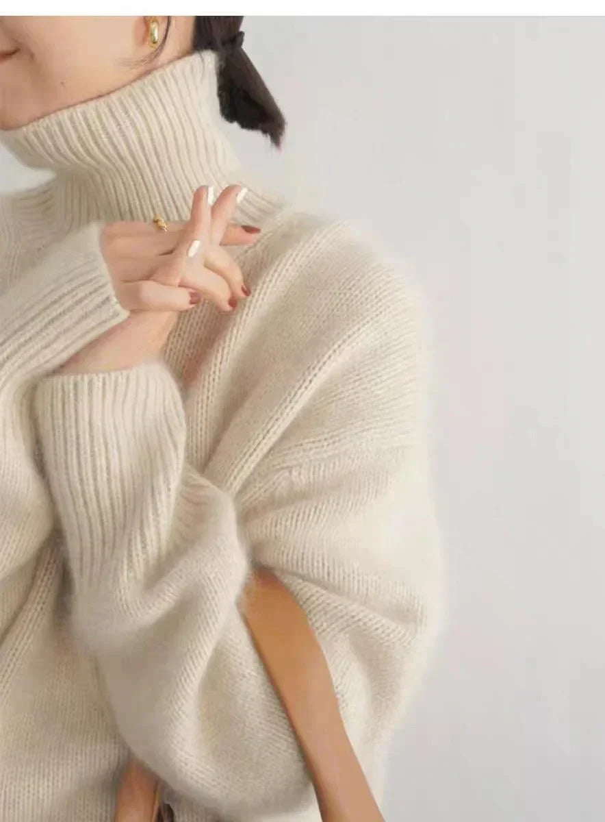 Maglione dolcevita da donna in misto cashmere, morbido e leggero a maniche lunghe - view 7