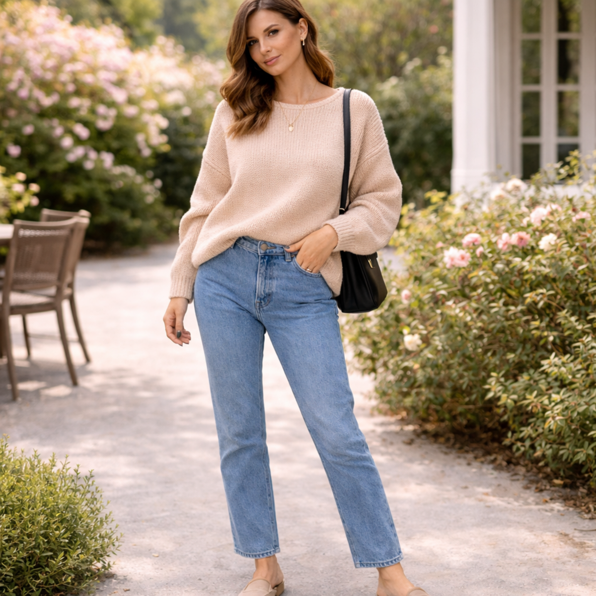 Maglione oversize da donna in misto lana con scollo a barchetta, caldo e morbido per l'inverno - view 16