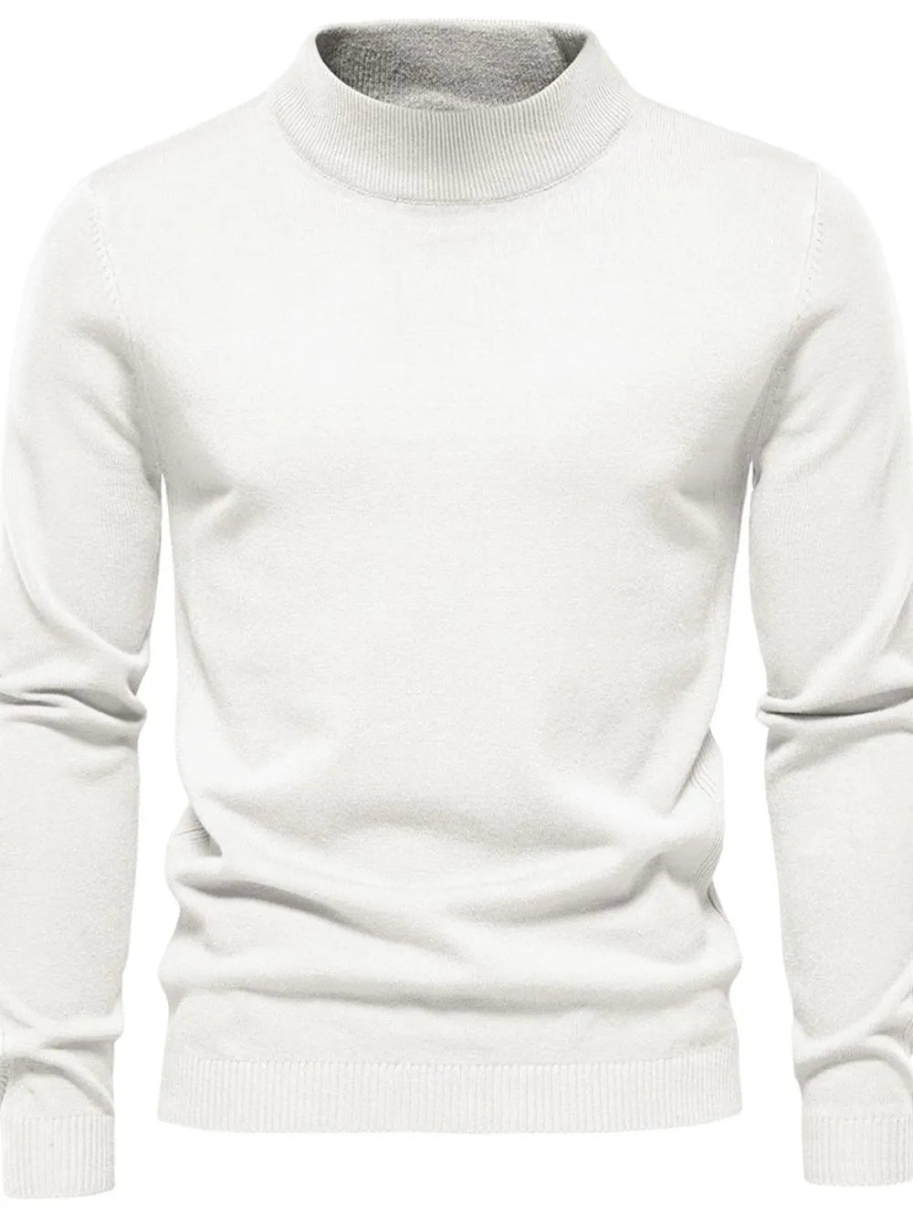 Maglione uomo a collo alto in maglia, elegante e caldo per autunno e inverno - Bianco