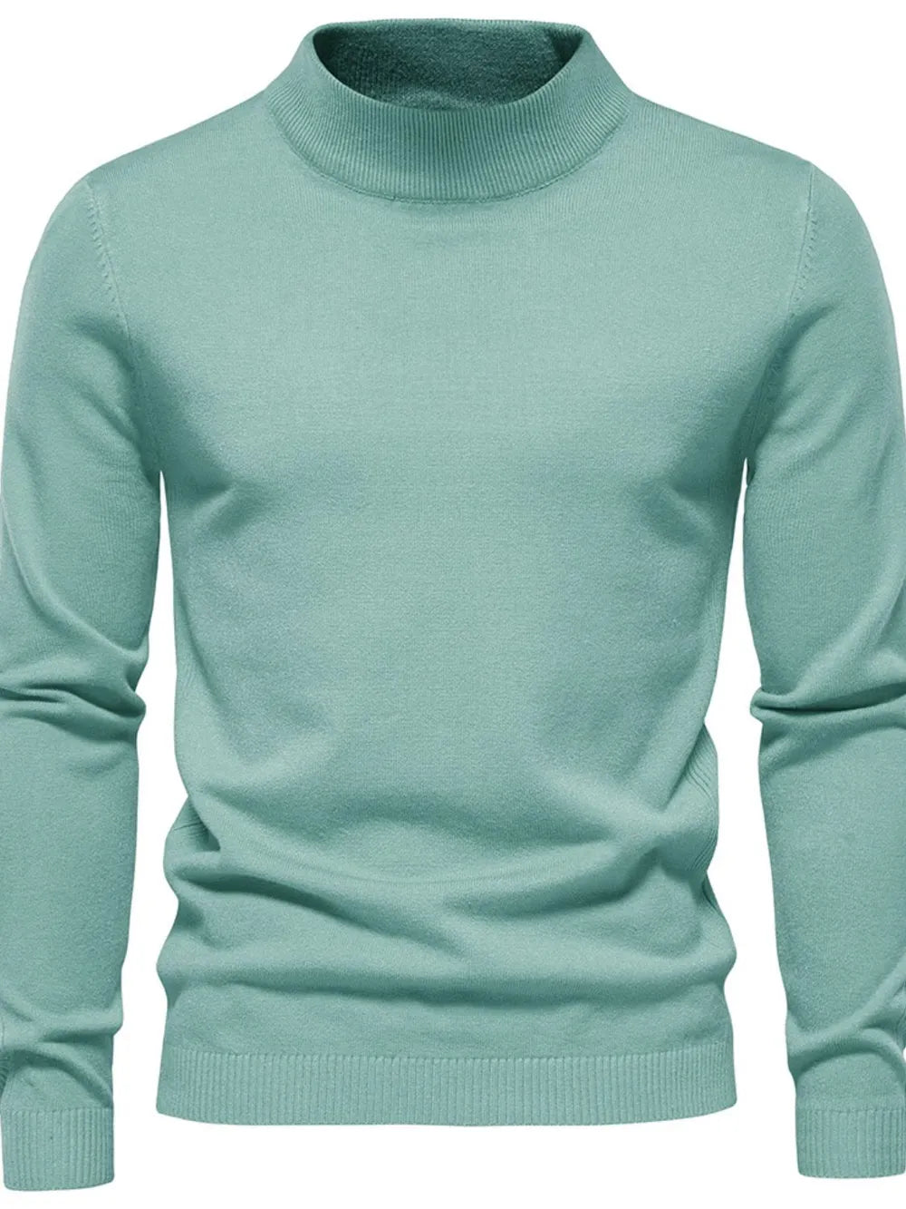 Maglione uomo a collo alto in maglia, elegante e caldo per autunno e inverno - Turchese
