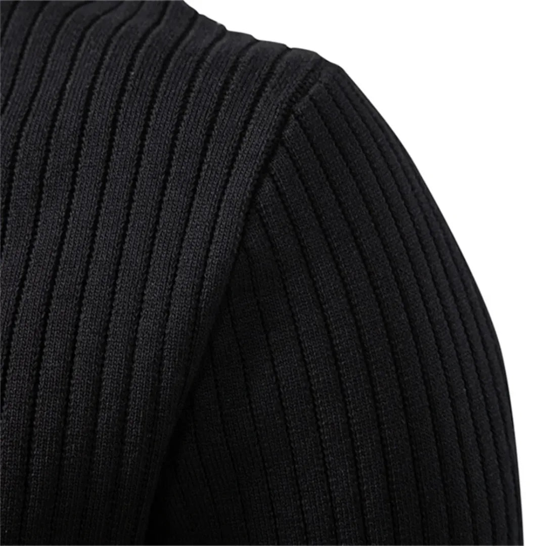 Maglione uomo girocollo con bottoni e maniche lunghe, a costine, casual - view 9