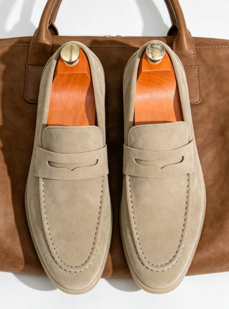 Mocassini da uomo in camoscio, slip on, eleganti da giorno e da cerimonia - foto 5