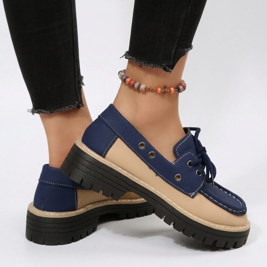 Mocassini platform da donna con lacci, suola carrarmato e stile casual - foto 4