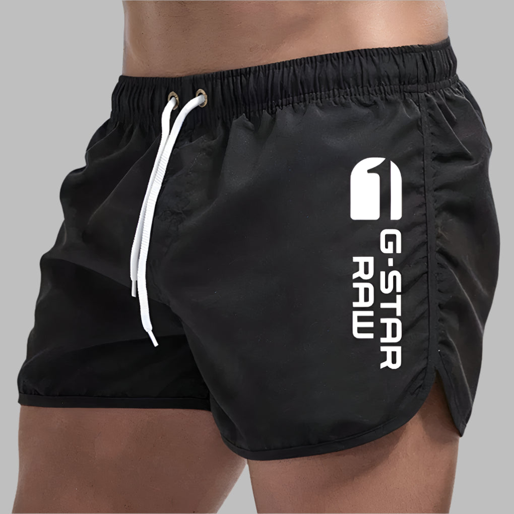 Pantaloncini da mare da uomo ad asciugatura rapida con coulisse, per piscina e spiaggia - Nero