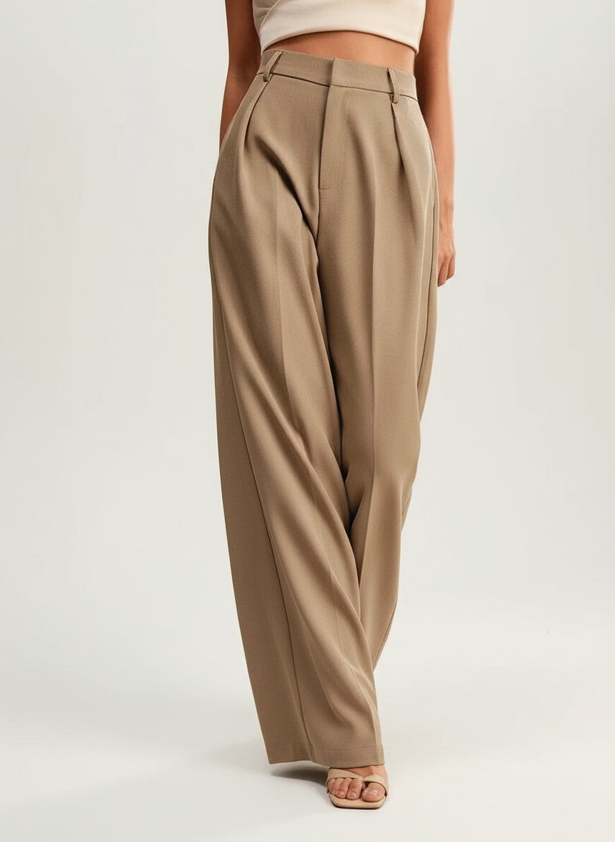 Pantaloni palazzo donna a vita alta, sartoriali ed eleganti, per ufficio e cerimonia - view 15