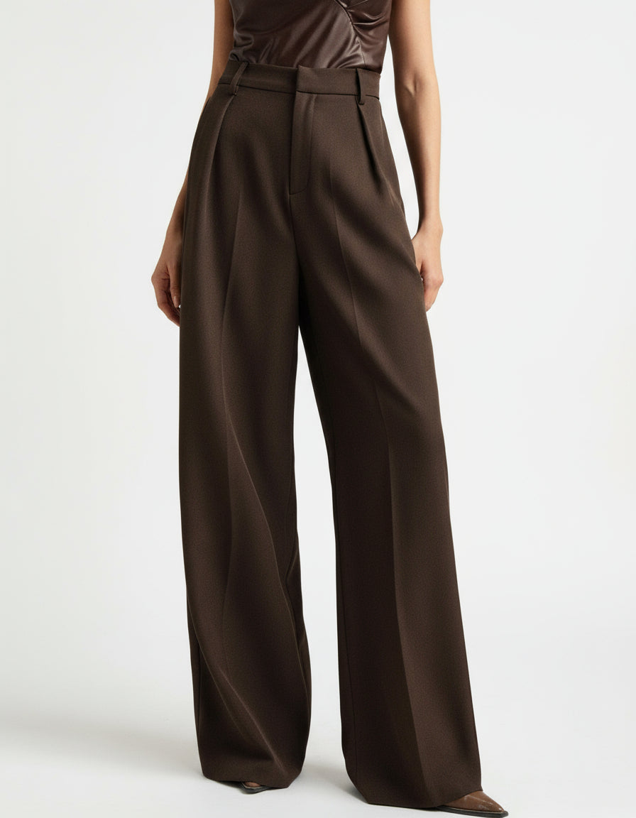 Pantaloni palazzo donna a vita alta, sartoriali ed eleganti, per ufficio e cerimonia - view 20