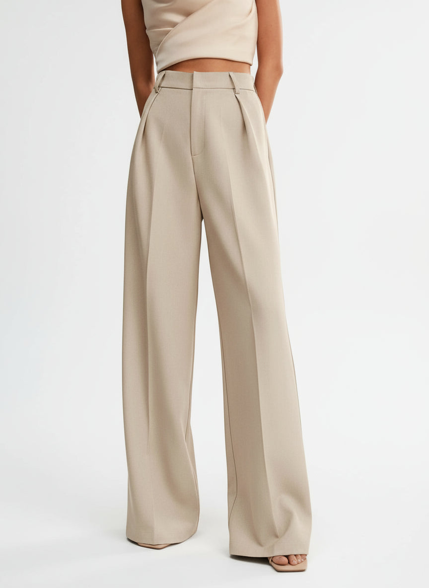 Pantaloni palazzo donna a vita alta, sartoriali ed eleganti, per ufficio e cerimonia - view 8