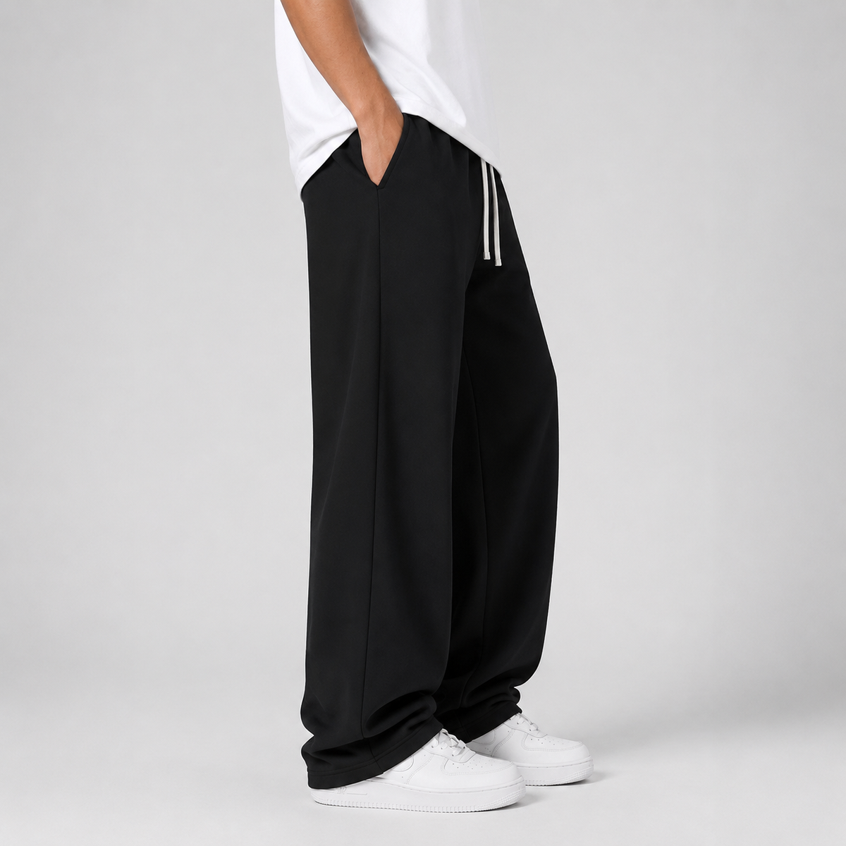 Pantaloni tuta da uomo joggers a gamba larga con coulisse, taglio ampio per tutti i giorni e la palestra - foto 5