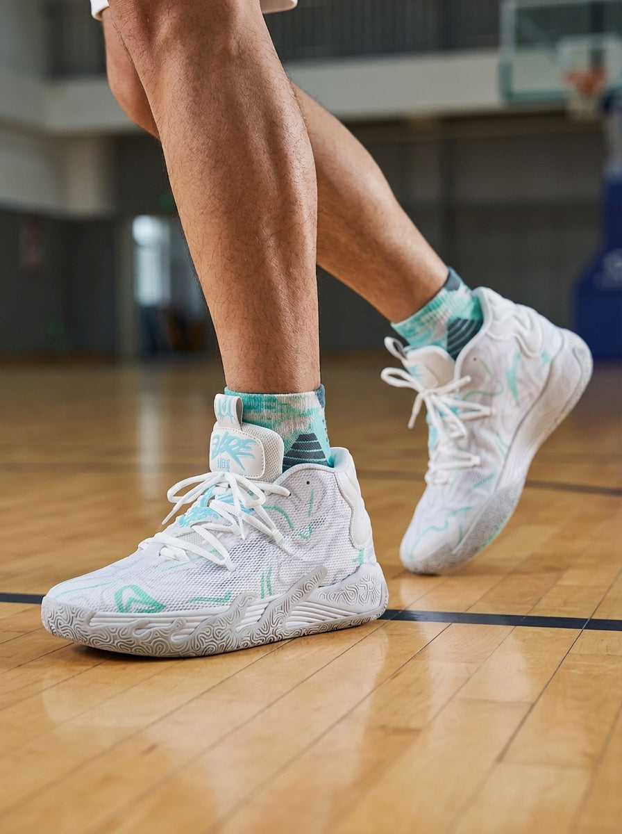 Scarpe da basket da uomo sportive con suola in gomma e tomaia traspirante, per palestra e allenamento - view 8
