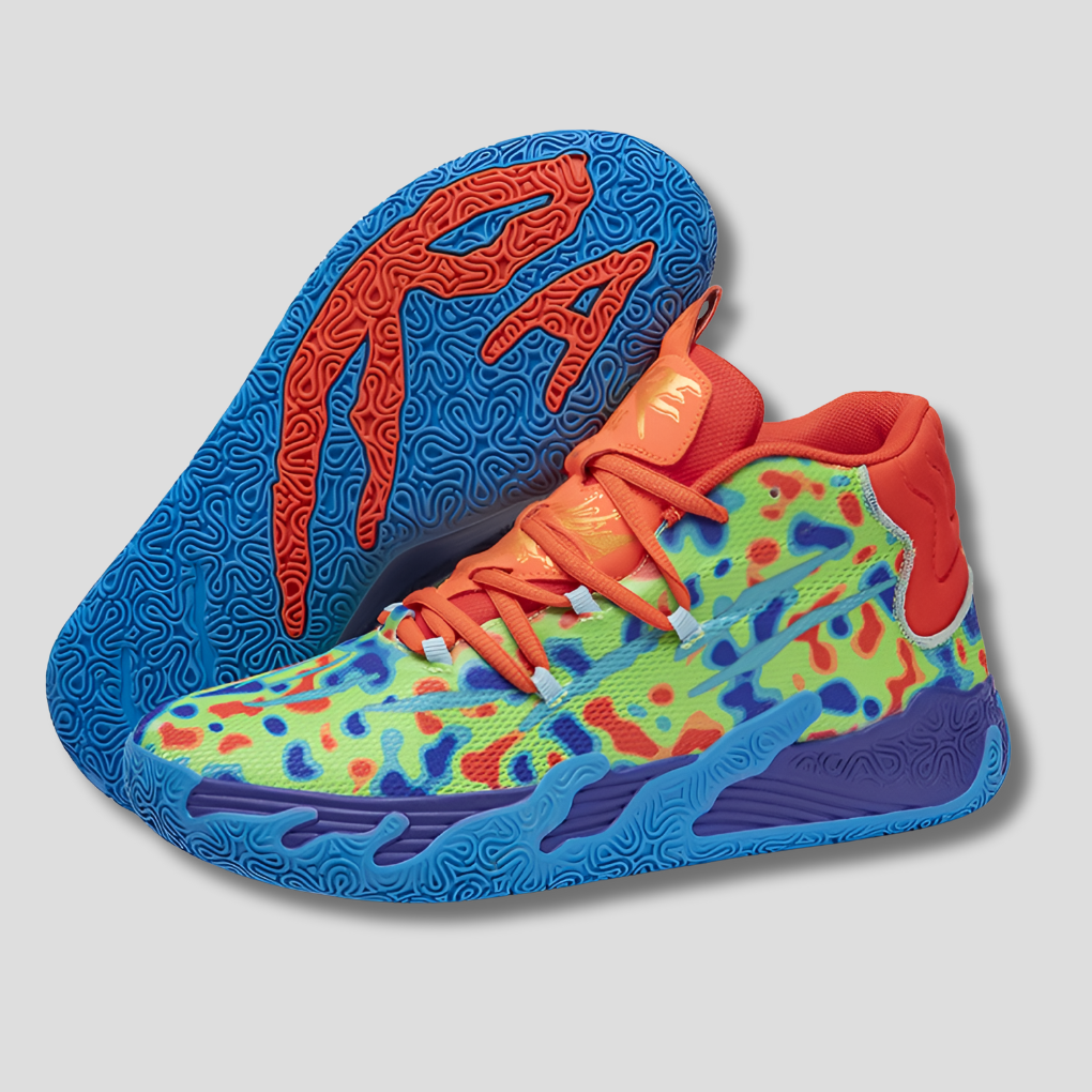 Scarpe da basket da uomo sportive con suola in gomma e tomaia traspirante, per palestra e allenamento - Arancione