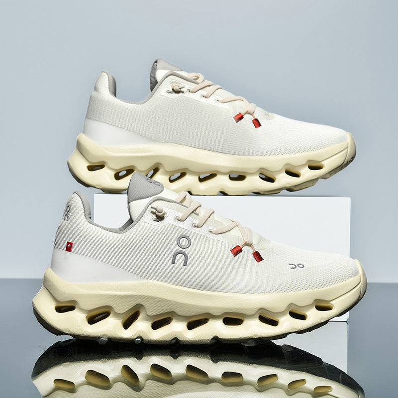 Scarpe da running unisex, sneakers sportive leggere in tessuto per allenamento e palestra - Beige