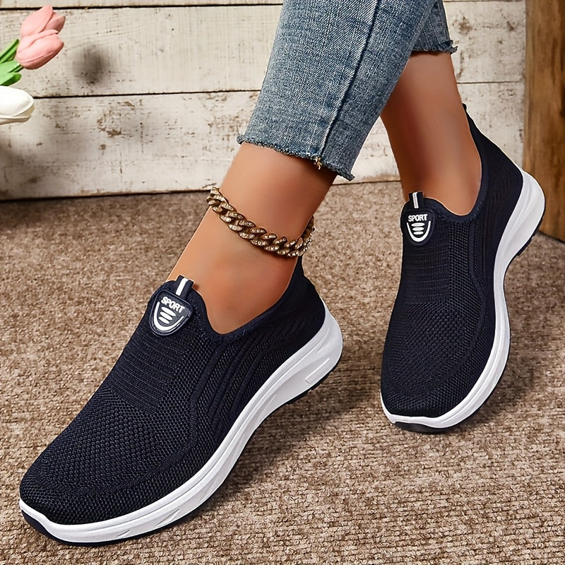 Sneakers da donna slip-on in tessuto a maglia, senza lacci e comode, per tutti i giorni - Blu navy