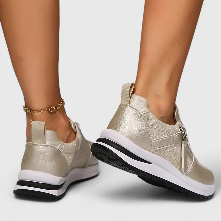 Sneakers donna eleganti e comode con zeppa interna e chiusura a zip - view 6