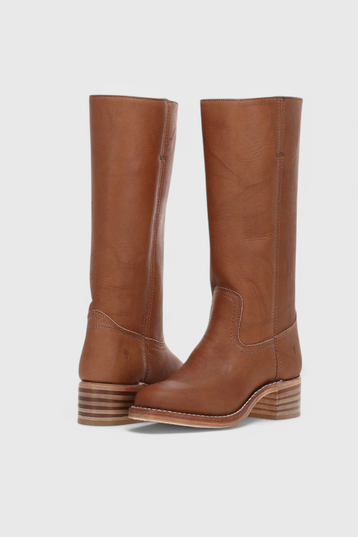 Stivali da donna al ginocchio in pelle con tacco, per l'inverno e le occasioni eleganti - Marrone