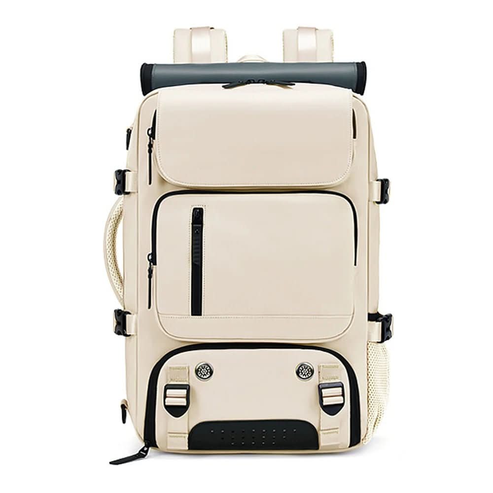 Zaino da viaggio capiente con porta pc e scomparto scarpe, per aereo e trekking - Beige