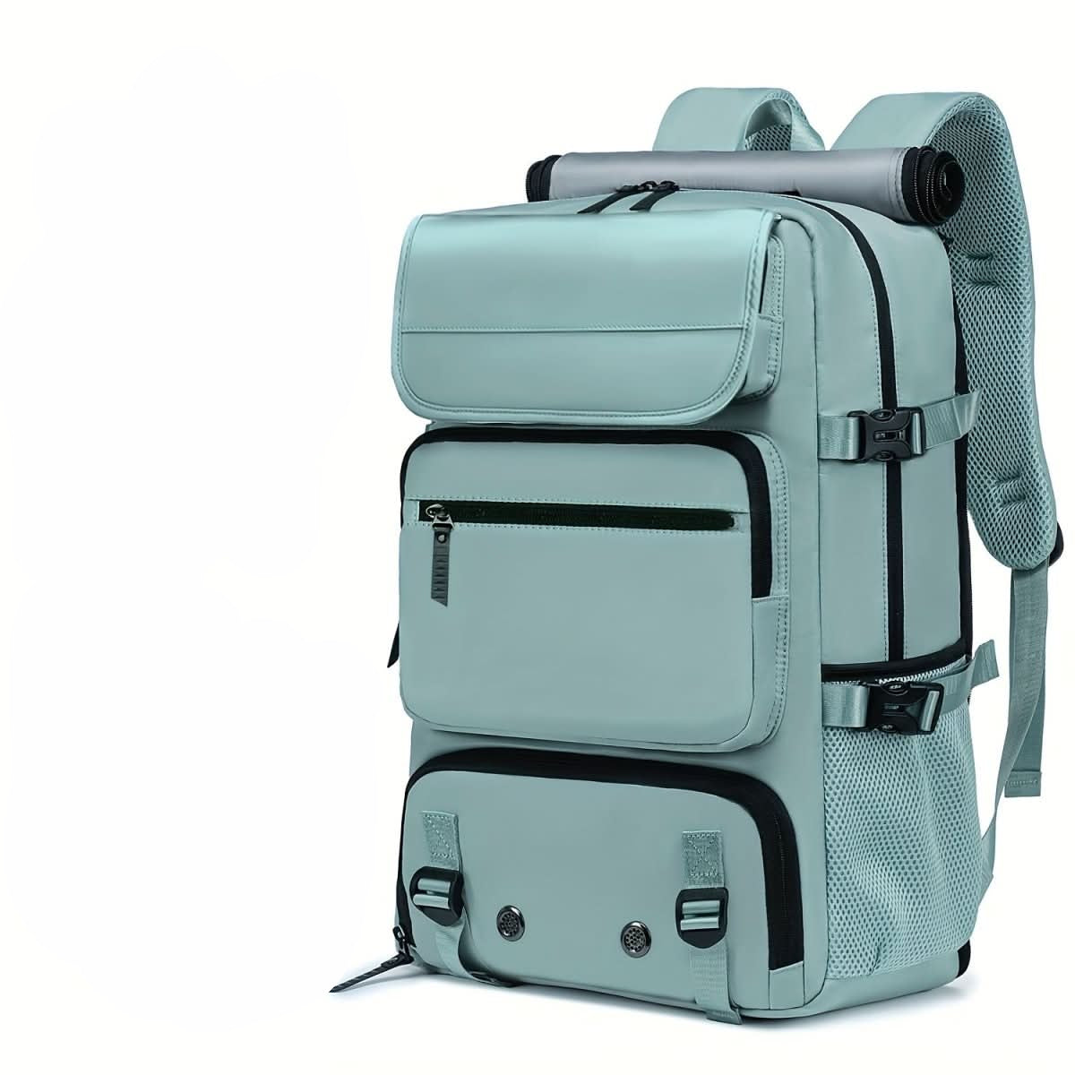Zaino da viaggio capiente con porta pc e scomparto scarpe, per aereo e trekking - Verde