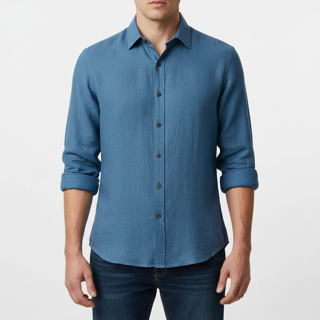 Elrita | Camicia in lino a maniche lunghe con colletto francese