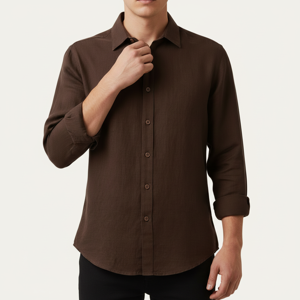Elrita | Camicia in lino a maniche lunghe con colletto francese