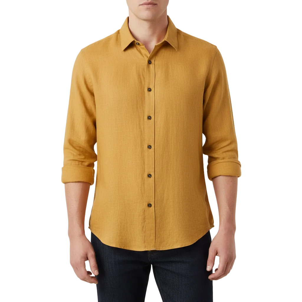 Elrita | Camicia in lino a maniche lunghe con colletto francese
