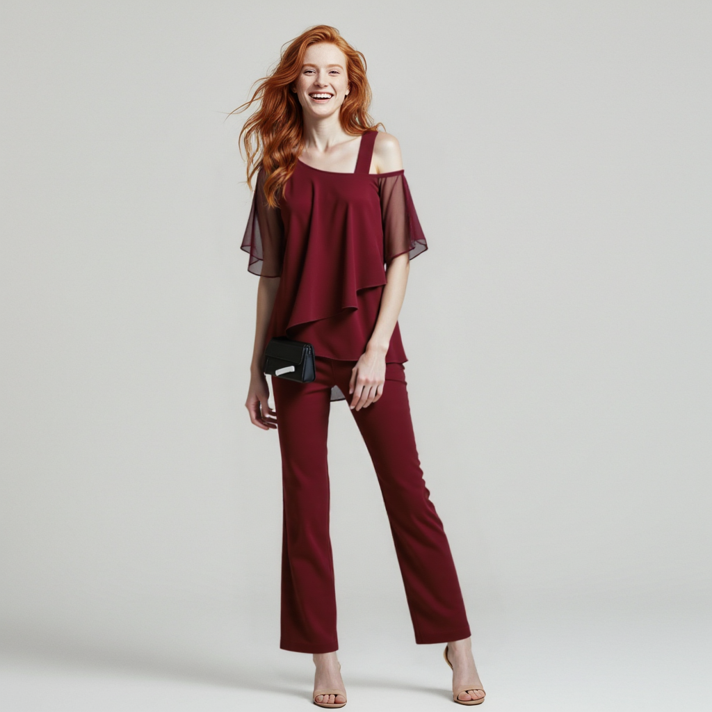 Elrita | Completo due pezzi composto da blusa a spalle scoperte e pantaloni