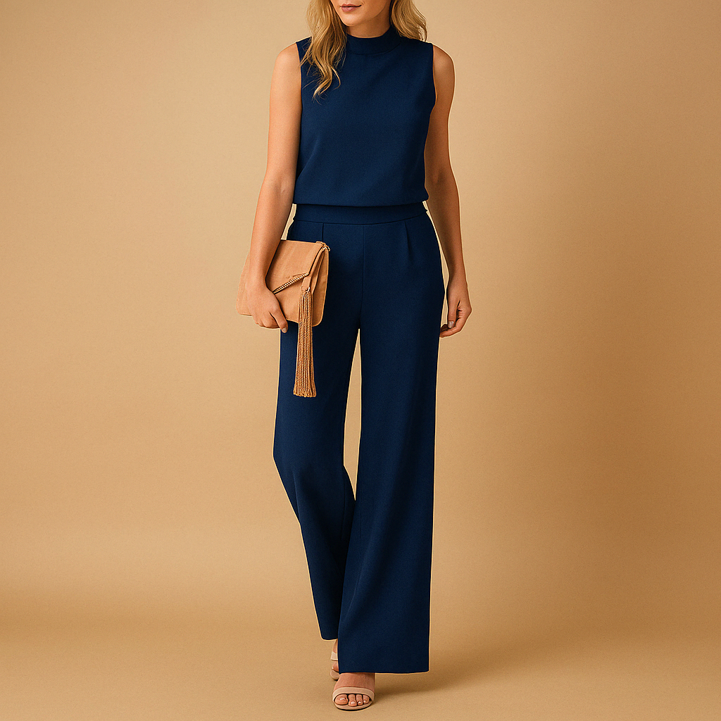 Elrita | Elegante tuta con scollo rotondo e gamba ampia