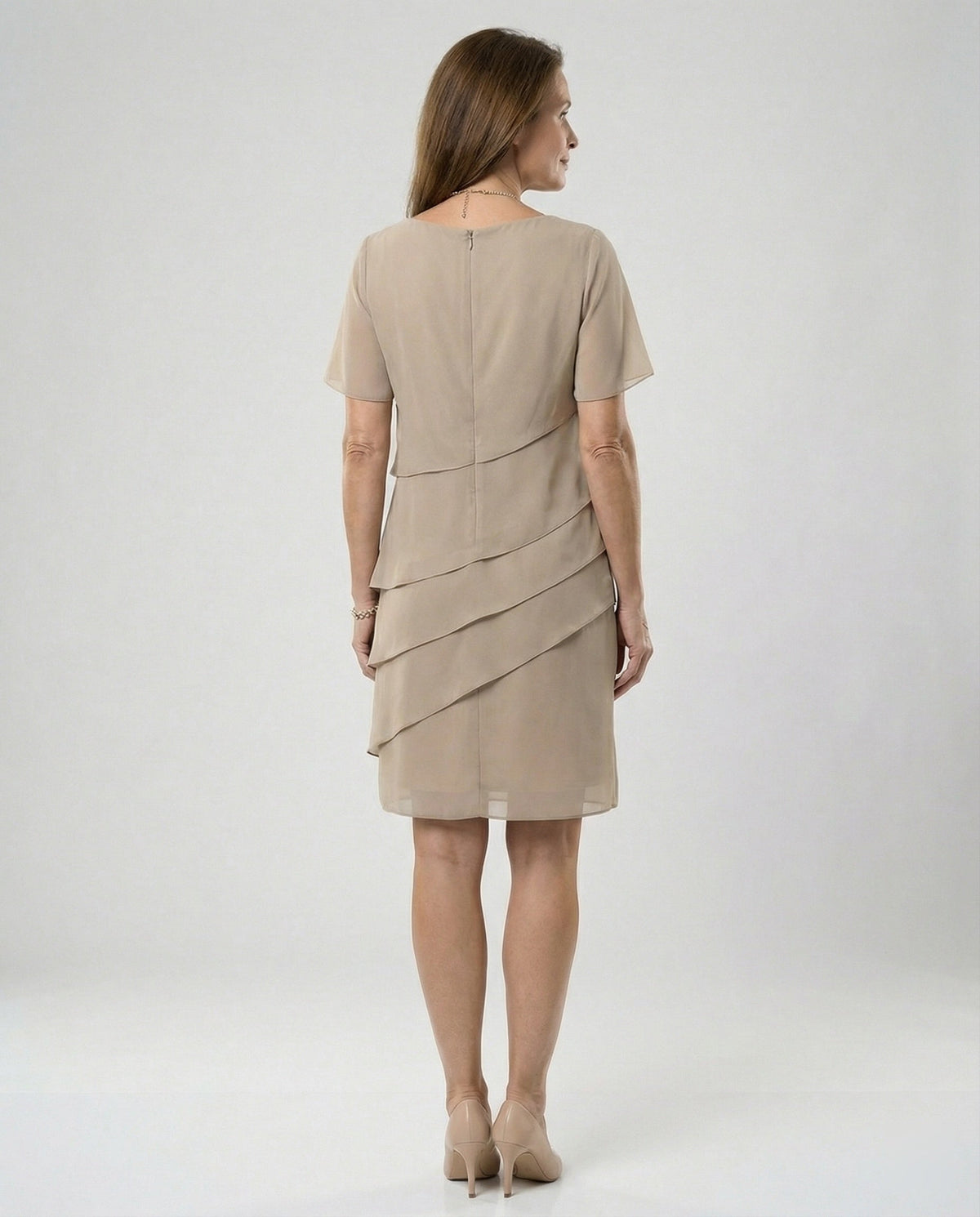 Elrita | Mini abito in chiffon con maniche corte e scollo rotondo