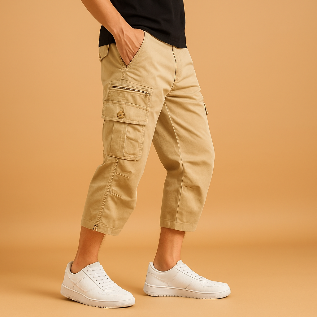 Elrita | Pantaloncini cargo lunghi in cotone con tasche laterali