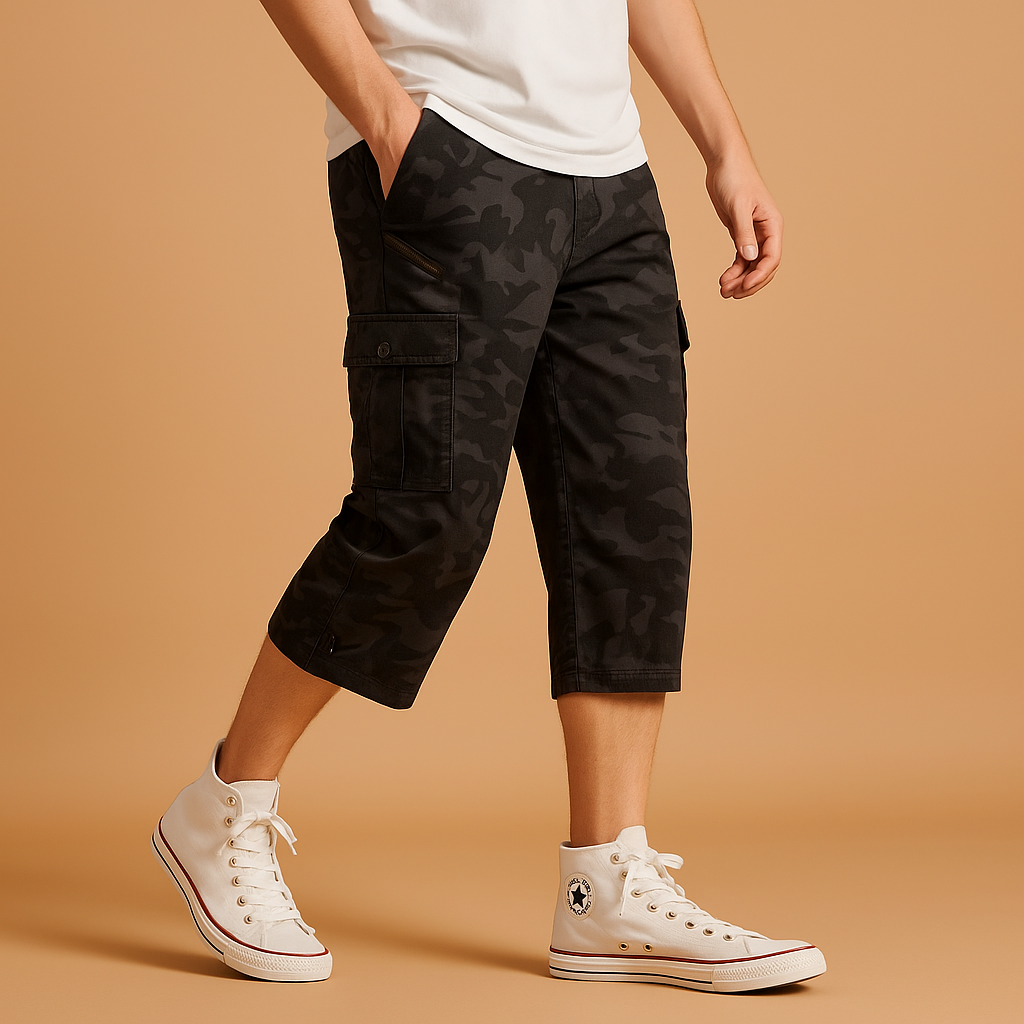 Elrita | Pantaloncini cargo lunghi in cotone con tasche laterali