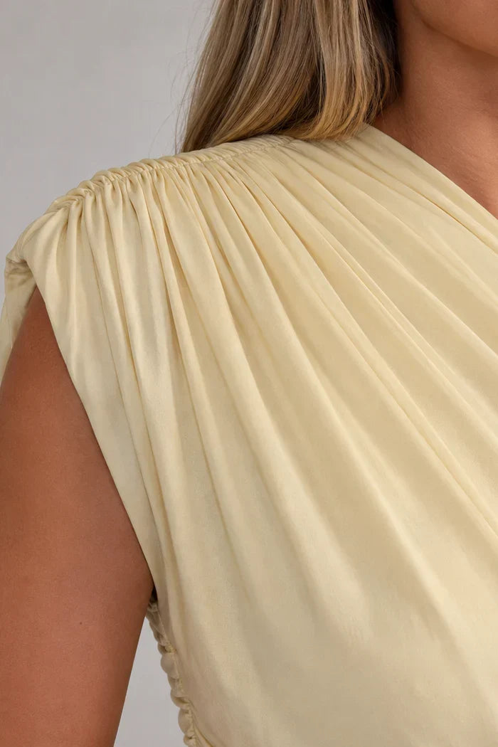 Abito premaman lungo monospalla, drappeggiato ed elegante, per cerimonia, matrimonio e battesimo - foto 7