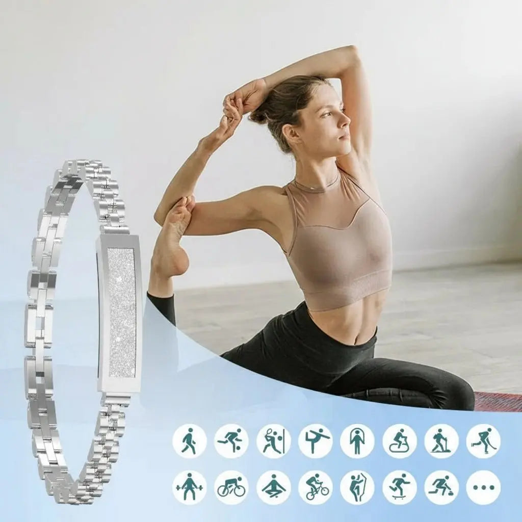 Bracciale activity tracker da donna, elegante in acciaio con contapassi - foto 6