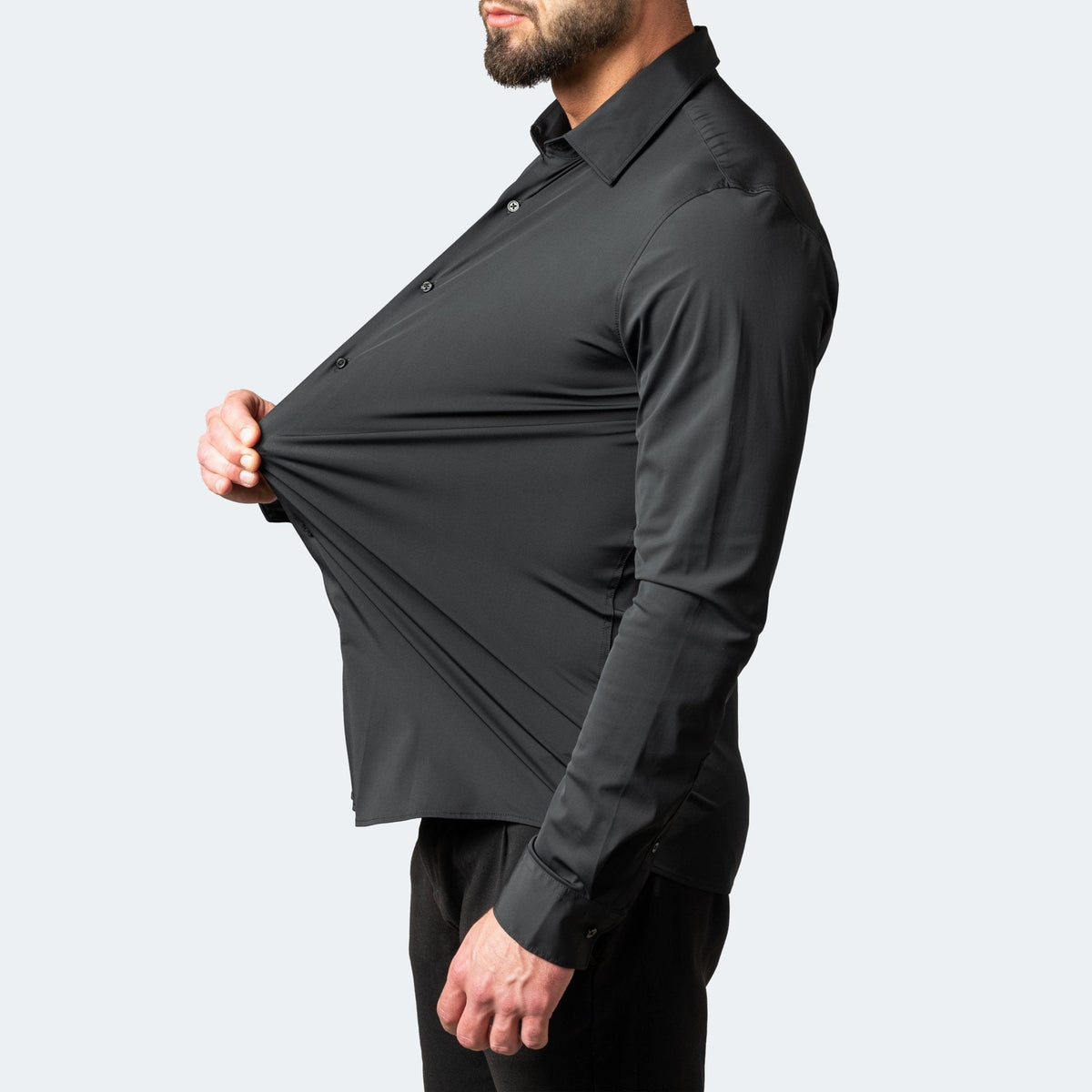 Camicia da uomo a maniche lunghe, elasticizzata e no stiro, slim fit elegante - foto 5