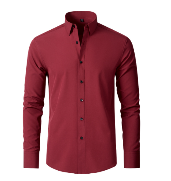 Camicia da uomo a maniche lunghe, elasticizzata e no stiro, slim fit elegante - foto 9