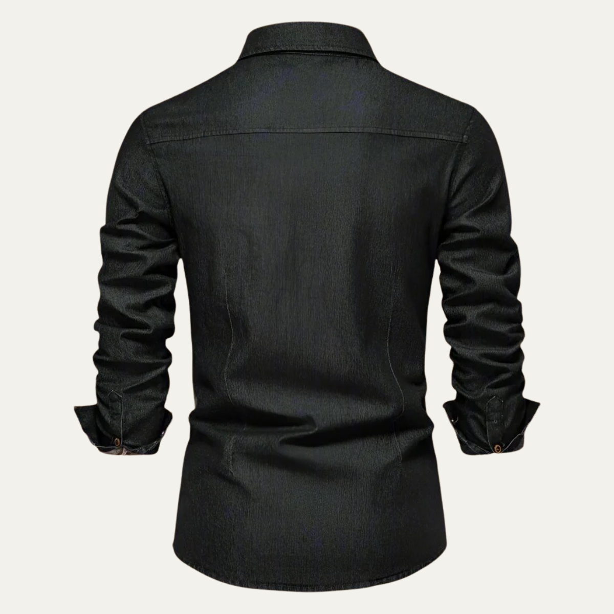 Camicia di jeans da uomo elasticizzata slim fit con tasche e maniche lunghe - foto 6