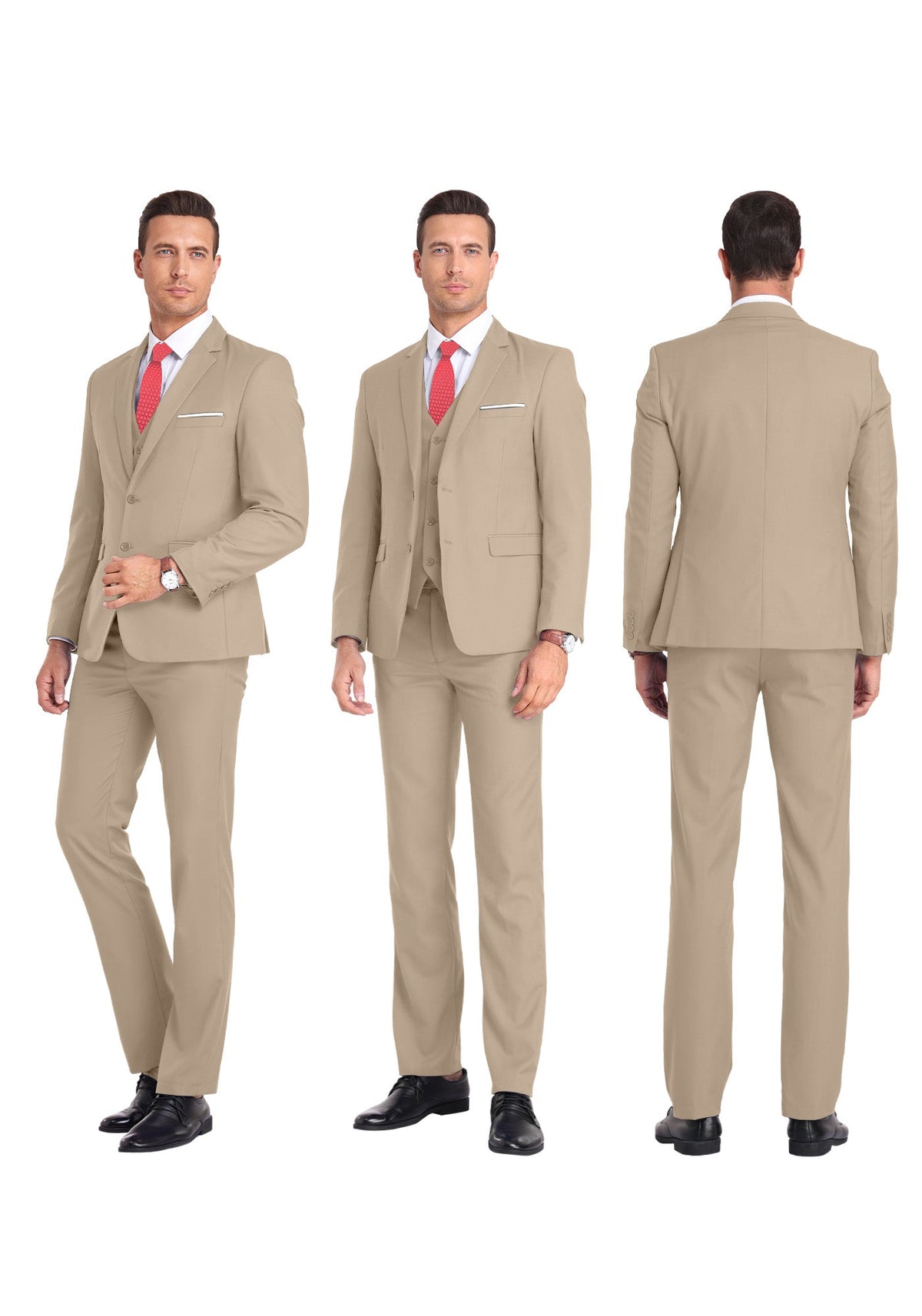 Completo uomo elegante 3 pezzi slim fit con gilet, da cerimonia e matrimonio - foto 30